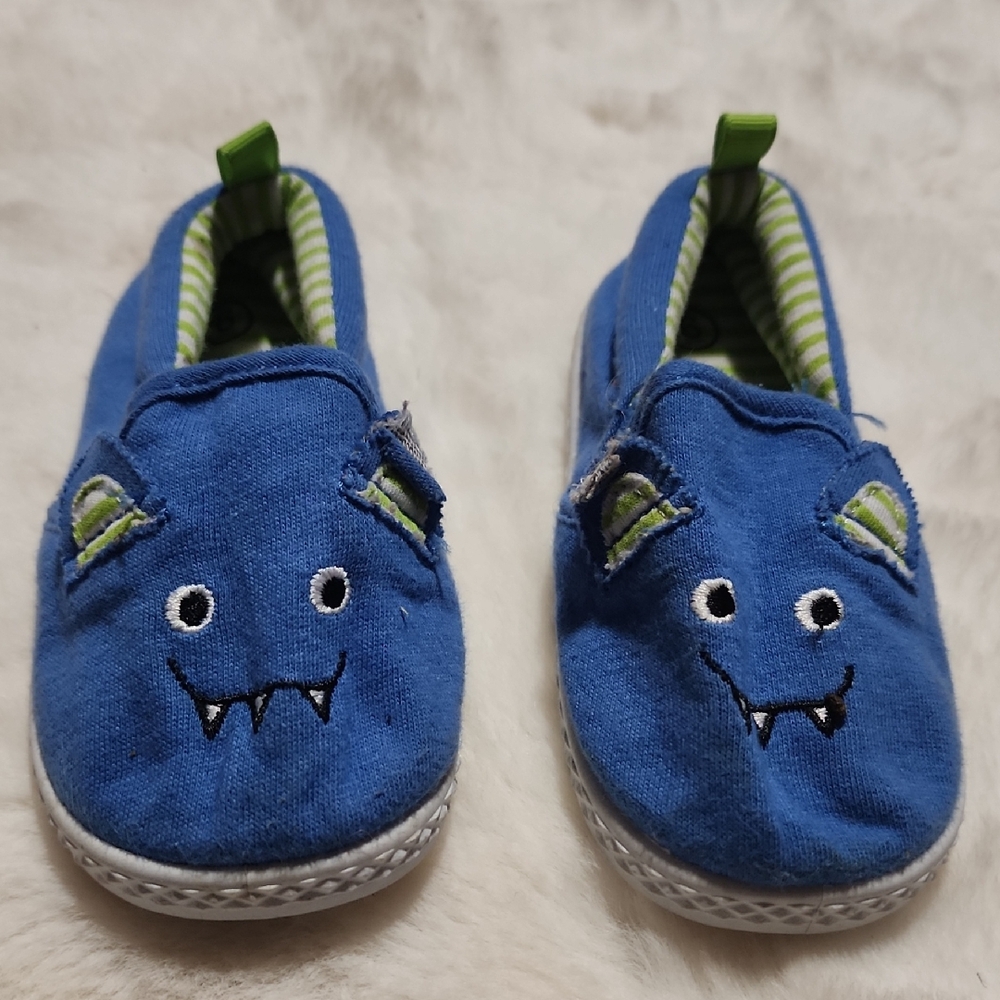 Blue Monster Kids Slip-On Shoes. Size 6.